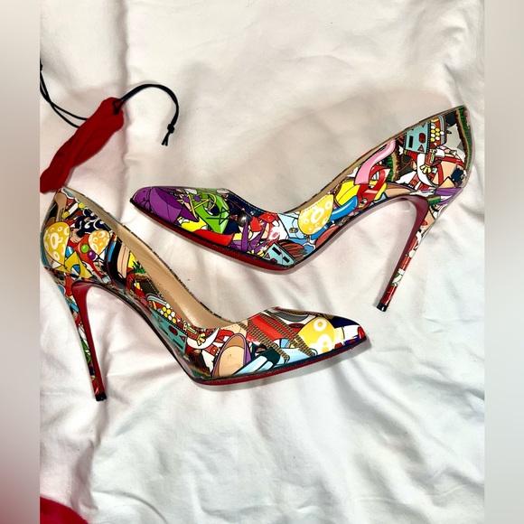 Christian Louboutin Pigalle Follies 100 Patent Super Loubi Multi Heel Pump 37 - Picture 2 of 7